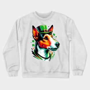 Smooth Fox Terrier Enjoys St Patrick's Day Fun Crewneck Sweatshirt